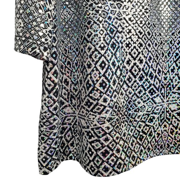 Fashion Bug Size 22 24 Top Mirror Ball Flashy Sequin Geometric Stretch Party - Picture 6 of 14